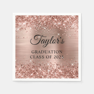 Serviette En Papier Rose Gold Pailleté Diplôme