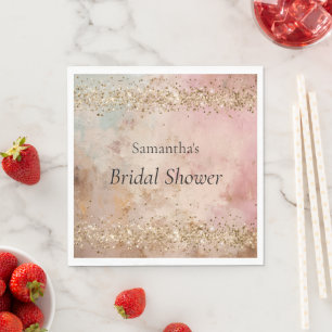 Serviette En Papier Rose Gold Paillettes Confetti Enterrement de Vie d