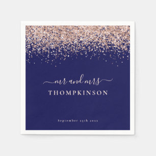 Serviette En Papier Rose Gold Parties scintillant M. Mme Nom Mariage N