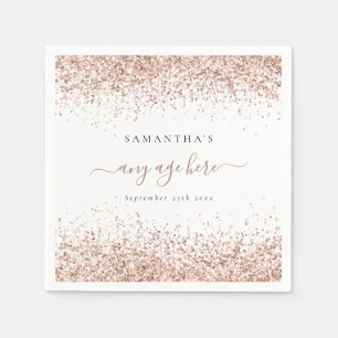 Serviette En Papier Rose Gold Parties scintillant Nom Date Tout âge An