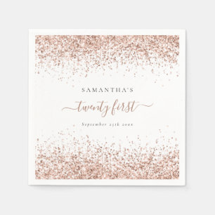 Serviette En Papier Rose Gold Parties scintillant Nom Date Vingt Premi