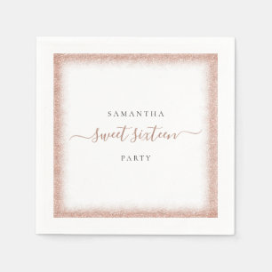Serviette En Papier Rose Gold Parties scintillant Nom du cadre Sweet 1