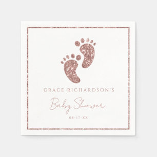 Serviette En Papier Rose Gold Parties scintillant Pieds bébé Empreinte
