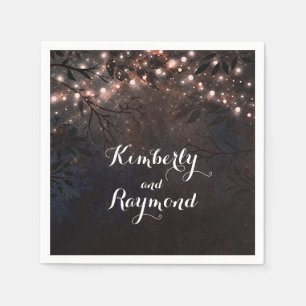 Serviette En Papier Rose Gold Rustic Country Mariage de nuit