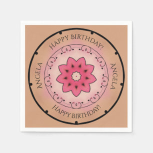 Serviette En Papier Rose Joyeux anniversaire