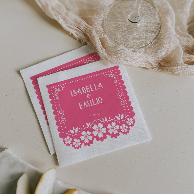 Serviette En Papier Rose | Mariage mexicain Papel Picado (Créateur téléchargé)