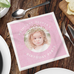 Serviette En Papier Rose mignon photo d'anniversaire Princesse Tiara S