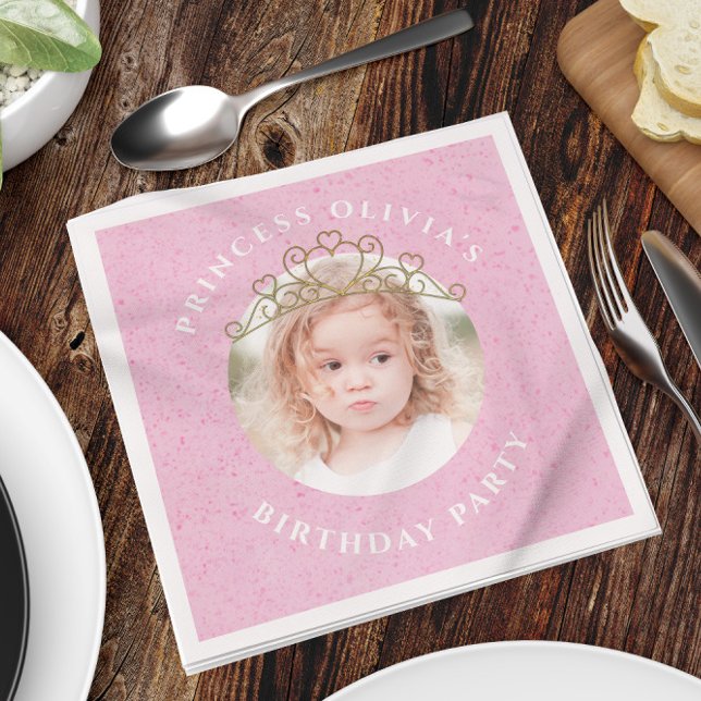 Serviette En Papier Rose mignon photo d'anniversaire Princesse Tiara S (Créateur téléchargé)