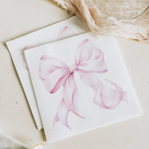 Serviette en papier rose minimaliste avec noeud