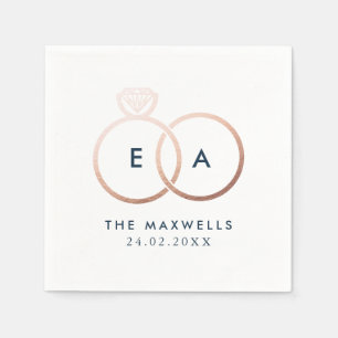 Serviette En Papier Rose moderne Gold Mariage Cercles Cocktail Napkin