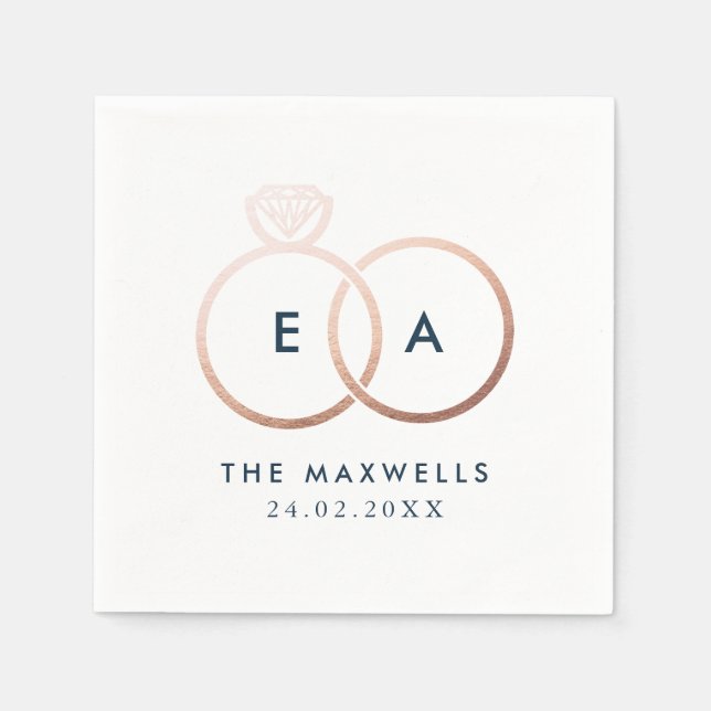 Serviette En Papier Rose moderne Gold Mariage Cercles Cocktail Napkin (Devant)