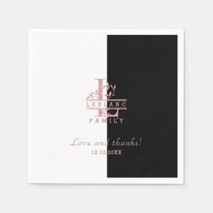 Serviette En Papier Rose moderne Gold Split Personnalisé Monogramme L