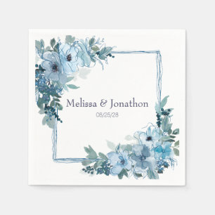 Serviette En Papier Rose moderne Pastel Blue Aquarelle Mariage