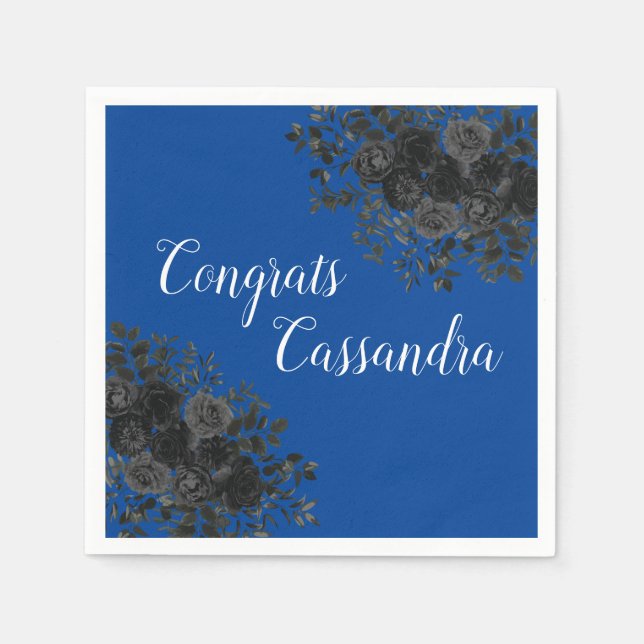 Serviette En Papier Rose noir foncé gothique fête de graduation bleu (Devant)