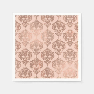 Serviette En Papier Rose Or Blush rose moderne Glam Damask