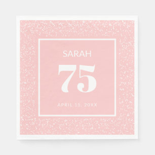 Serviette En Papier Rose Pâle Blanc Paillettes Stardust 75e Anniversai