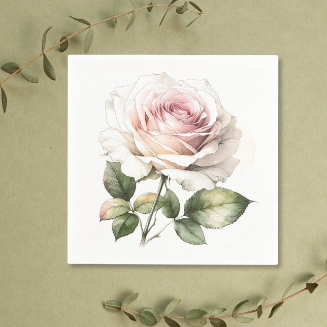 Serviette En Papier Rose Pâle Romantique Élégante  (Créateur téléchargé)