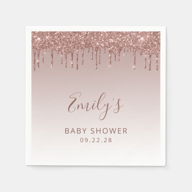 Serviette En Papier Rose Parties scintillant or   fille Baby shower (Devant)