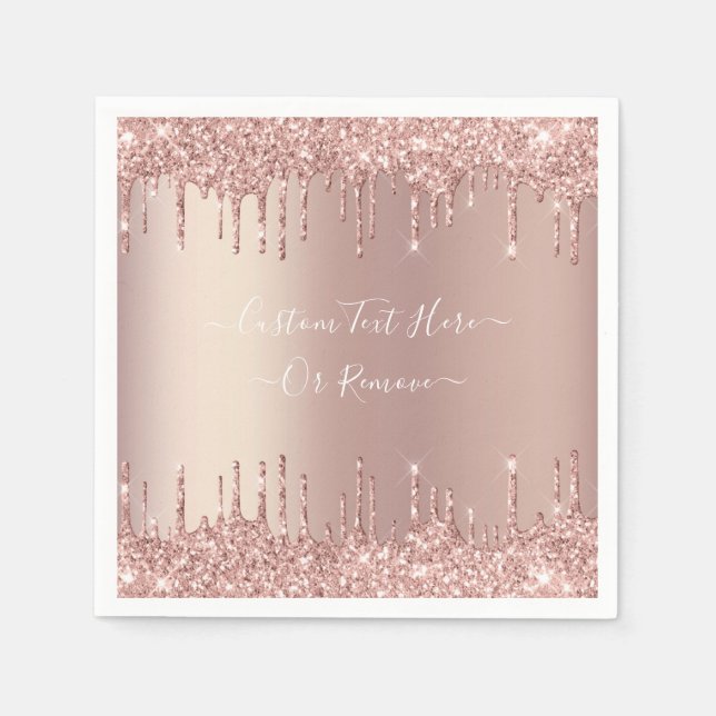 Serviette En Papier Rose Parties scintillant or serviettes personnalis (Devant)