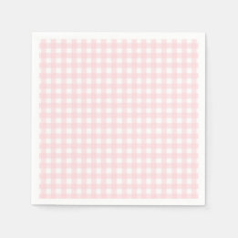 Serviette En Papier Rose pastel gingham Fête du premier anniversaire p