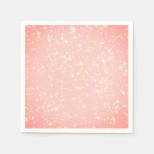 Serviette En Papier Rose pêche et or, paillettes en forme d'étoile pou