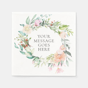 Serviette En Papier Rose personnalisé Garland Floral