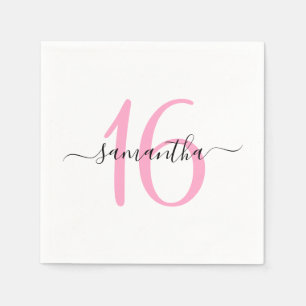 Serviette En Papier Rose personnalisé Sweet 16