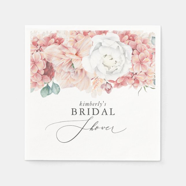 Serviette En Papier Rose Poussiéreuse Fleurs de Pêche Baby / Réception (Devant)