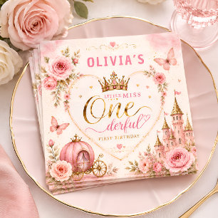 Serviette En Papier Rose Princesse Incroyable Premier Anniversaire