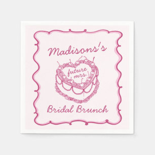 Serviette En Papier Rose Rétro Cœur Coquette Gâteau Cerise Mariage Bru
