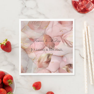 Serviette En Papier Rose romantique Blush Pink Gold Leaf Fête des mari
