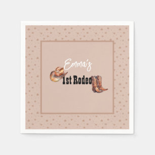 Serviette En Papier Rose rose 1er Rodéo Cowgirl fête d'anniversaire