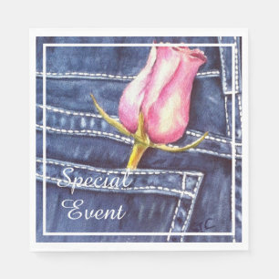 Serviette En Papier Rose rose à Denim Pocket Party