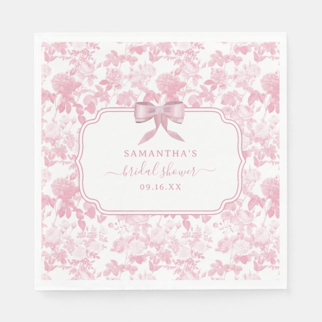 Serviette En Papier Rose rose blanc  Chinoiserie Fête des mariées (Devant)