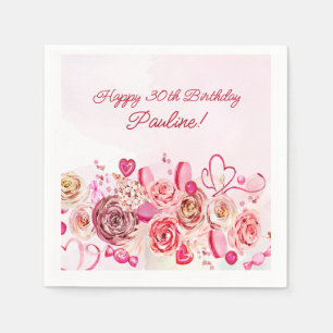 Serviette En Papier Rose Rose Coeur Tourbillonnant Saint Valentin 30e 