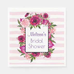 Serviette En Papier Rose rose et bouquet de fleurs de pavot Fête des m