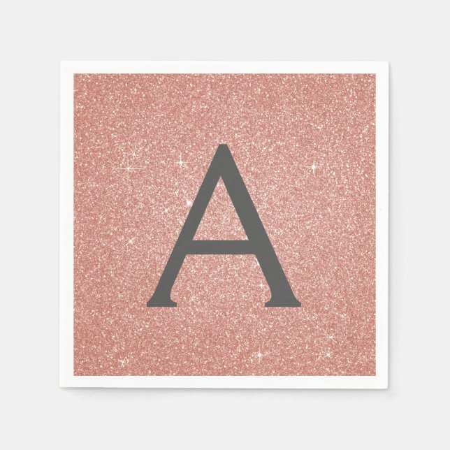 Serviette En Papier Rose Rose Gold Parties scintillant et étincelle Mo (Devant)