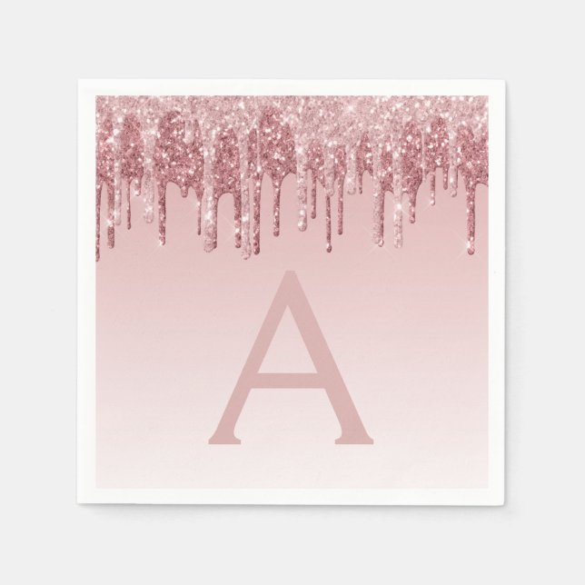 Serviette En Papier Rose Rose Gold Parties scintillant et étincelle Mo (Devant)