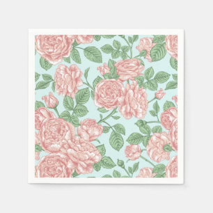 Serviette En Papier Rose rose Jardin Bouquet Motif
