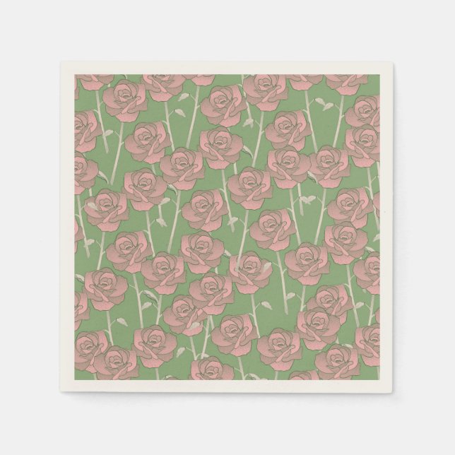 Serviette En Papier Rose rose verte Retro Y2K les années 70 Motif de f (Devant)