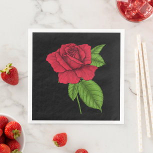 Serviette En Papier Rose rouge 2