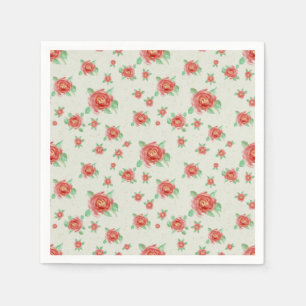Serviette en papier rose rouge aquarelle