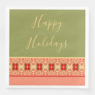 Serviette En Papier Rose rouge floral et vert