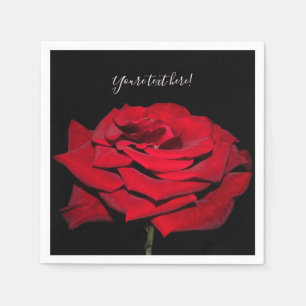 Serviette En Papier Rose rouge - Noir