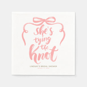 Serviette En Papier Rose Ruban Elle Noue le Nœud Réception de Mariage