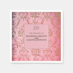 Serviette En Papier ROSE RUSTIQUE - Cocktail Mariage Napkin
