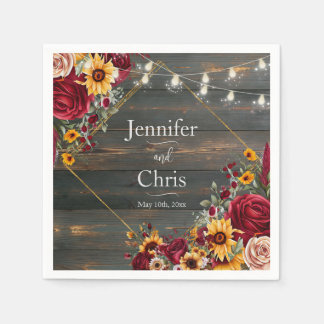 Serviette En Papier Rose rustique et Mariage Aster