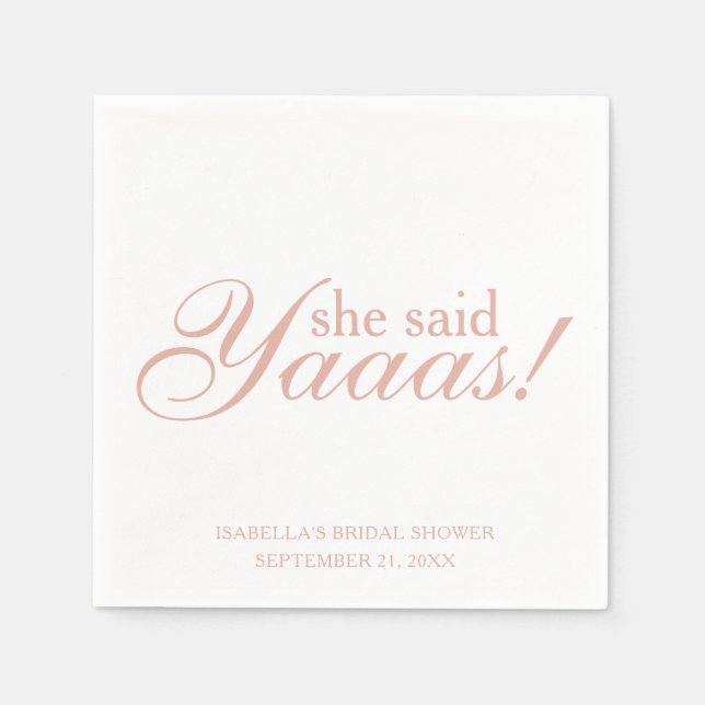 Serviette En Papier Rose Script Elle a Dit Yaaas!  Bridal Shower Maria (Devant)