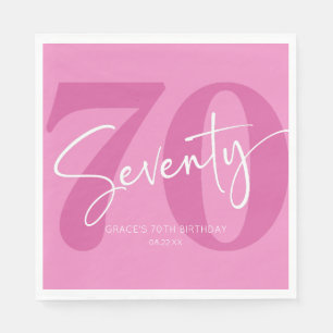 Serviette En Papier Rose Soixante-dix-soixante-dixième fête d'annivers