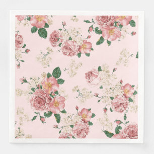 Serviette En Papier Rose sur rose Vintage floral